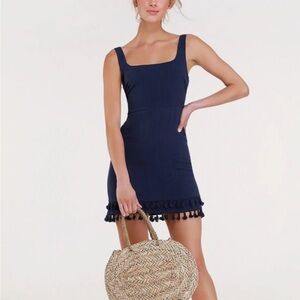 Navy Blue Tassel Mini Dress